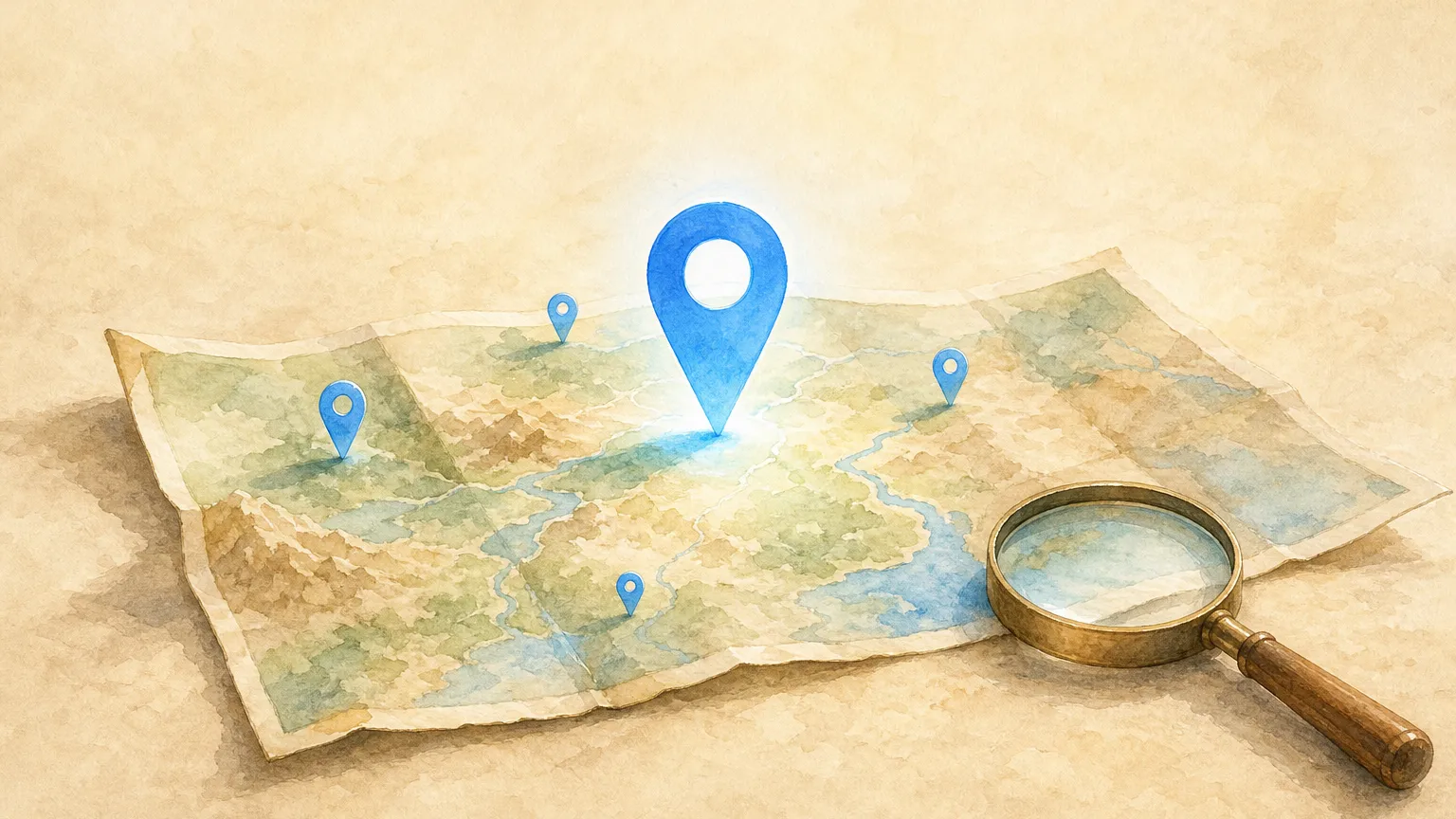 place-finder 스킬을 표현한 수채 일러스트 — AI generated by codex (gpt-5.5)