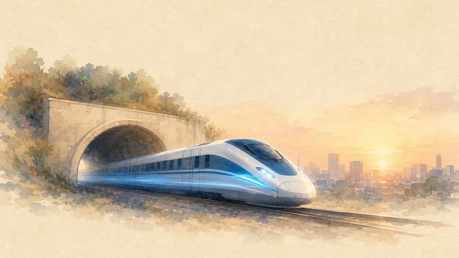 train-ktx 스킬을 표현한 수채 일러스트 — AI generated by codex (gpt-5.5)
